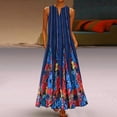 thumbnail image 1 of zanvin Robes d'Invitée de Mariage pour Femmes, Robe Longue Sans Manches Ample à Col en V Imprimée de Style Rétro pour Femmes, 1 of 5