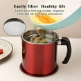 thumbnail image 6 of Bacon Grease Container With Strainer, 48 oz Metal Shining Red Stainless Steel Oil Container, Pot Fat Storage With Lid, Easy Grip Handle Suitable For Storing Frying Oil And Cooking Grease, 6 of 10
