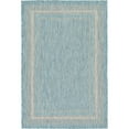 thumbnail image 1 of Unique Loom Outdoor Collection Transitional Indoor & Outdoor Casual Solid Tonal Border Area Rug, 4 x 6 Feet, Aquamarine/Beige, 1 of 2