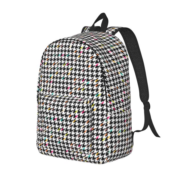 Fotbe Black And White Houndstooth Mochila de Lona con Estampado, Mochila Duradera, Mochila Versátil de Alta Calidad, Mochila Compacta Vintage-Small