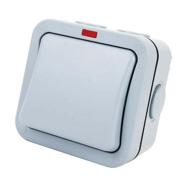 Accesorio de interruptor de luz exterior con esquinas redondeadas, gris, IP66, resistente al agua, para piscina, exterior, garaje, oficina, edificio y