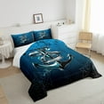 thumbnail image 3 of Nautical Anchor King Comforter Set Ocean Beach Theme Bedding Set Teen Men,Gothic Spider Web Black Blue Ombre Bedding Comforter Sets Retro Grunge Coastal Quilt Duvet, 3 of 5