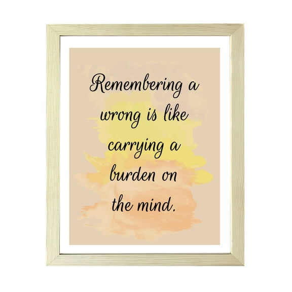 Designs ByLITA Remembering A Wrong Is Like Carrying A Burden On The Mind. 5 x 7 Wooden Framed Wall Art Print | Buddhist Quotes Motivational Decor