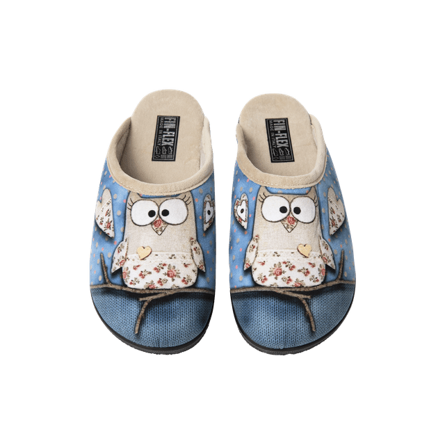 Fin Flex Pantoufles Antidérapantes pour Femmes Intérieur Extérieur Bleu à Imprimé Animal à Enfiler RP2 Snowy Owl