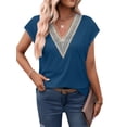 thumbnail image 4 of Fantaslook Lace Womens Blouses Cap Sleeve V Neck T Shirts for Women Summer Casual Tops, 4 of 9