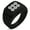 Black, variant on Stainless Steel Sanada Samurai Crest Geometric Pattern Step-Down Biker Style Polished Ring