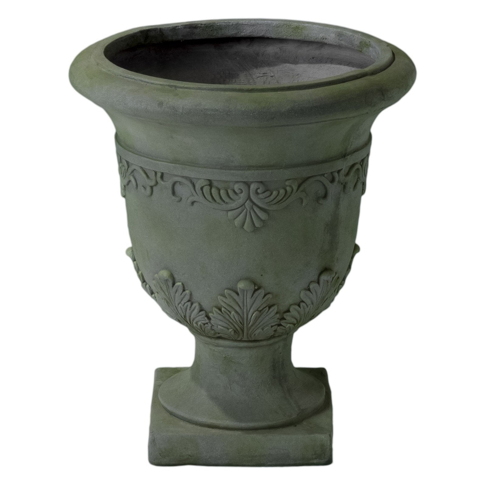 Moroccan 20 in. Grey with Green Moss Urn Planter by Overstock