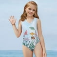 thumbnail image 2 of SEANATIVE Butterfly Bathing Suit One Piece Teen Elastic Flower Leaf Girls One Piece Swimsuit Size 13-14 Quick Dry Kids Sleeveless Swim Shirt, 2 of 7