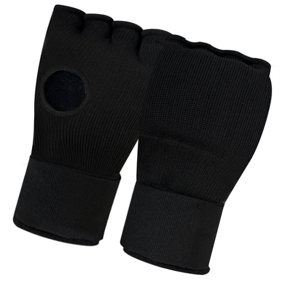 Fingerless Boxing Gloves for Muay Thai Practice, Polyester Knit Pair with Slip On Design, Thumb Opening, Wrist Coverage