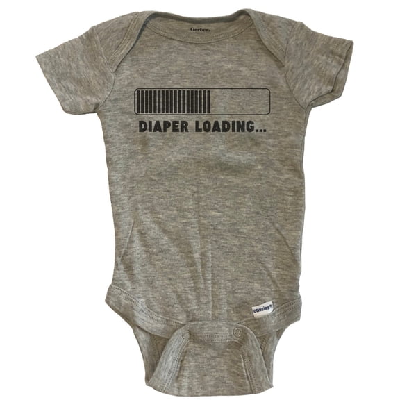 Diaper Loading Funny Baby Bodysuit - Grey