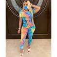 thumbnail image 5 of Gzhioc Women 2 Piece Tracksuit Set, Short Sleeve Tie Dye Tops High Waist Pants Bodycon Yoga Sports Summer Outfits, 5 of 7
