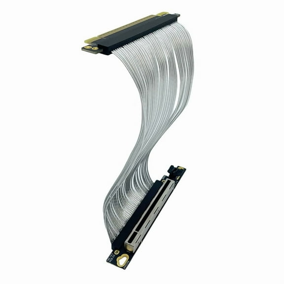PCIe 5.0 X16 GPU Graphics Card Extension Cable PCI-E 5.0 Gen5 64GB/S Silver-Plated Cable 90°Right Angle Riser Cable 15cm