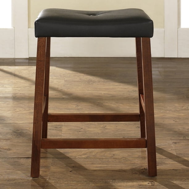 Crosley Crockett 24 in. Upholstered Saddle Seat Counter Stool Set of