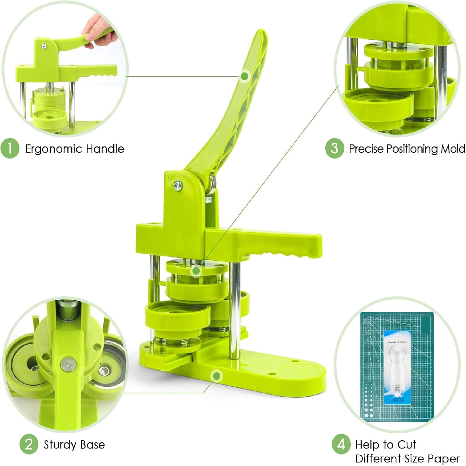 Waxgamo Button Maker Machine 58mm, Professional Badge Making Kit with 100 Parts, Installation Free DIY Pin Badge Maker, Ideal Pin Press Machine Gift for Crafts, Schools