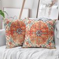 thumbnail image 4 of Boho Ethnic Pillow Covers 20x20 Inch Set of 2 Bohemian Rust Carpet Throw Pillows Couch Burnt Orange Blue Teal Geometric Decorative Pillow Cases Farmhouse Home Decor Couch Sofa Room Outdoor, 4 of 6