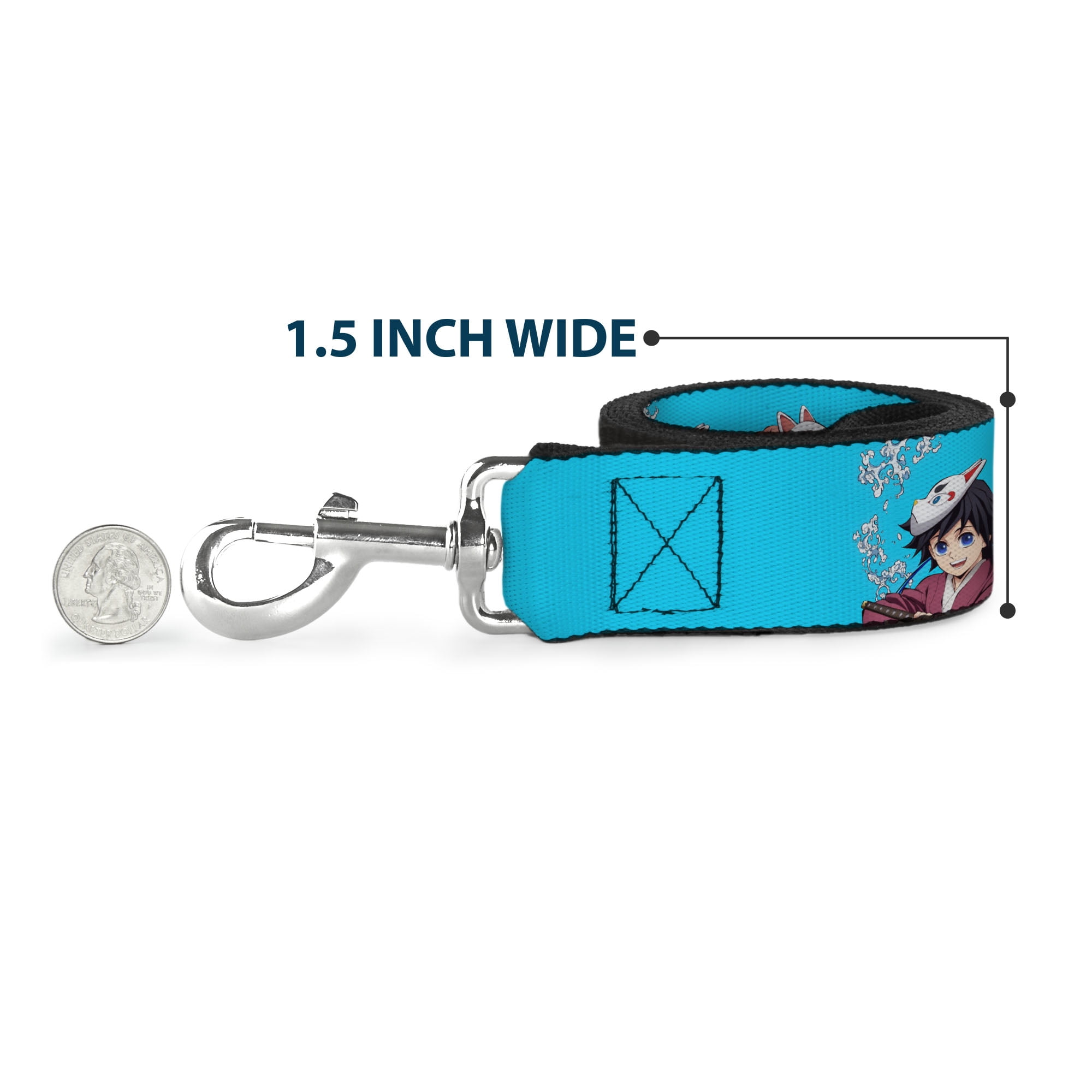 Aniplex of America Pet Leash, Dog Leash, Demon Slayer Giyu and Sabito Warding Mask Pose Blue, 6 Feet Long 1.0 Inch Wide