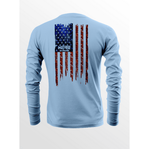 KORE Offshore Mens Long Sleeve UPF50  Dri-All-Day Sunbl0ck Fishing Shirt - DIGITAL FLAG