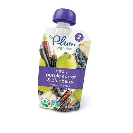 (6 Pack) Plum Organics Baby Food Pear, Purple Carrot & Blueberry, 4.0 OZ Stage 2