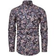 thumbnail image 5 of Mens Shirts Long Sleeve Tropical Button Down Summer Beach Style Printed Mens Hawaiian Shirt Blue L, 5 of 5