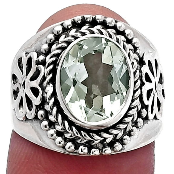 Prasiolite (Green Amethyst) - Brazil 925 Sterling Silver Ring s.6 Jewelry R-1541 SDR224617