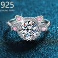 thumbnail image 2 of S925 Sterling Silver Cute Cat Ring Female Pink Cat Paw Ring Female Decoration Cute Cat Open Ring,Silvery,925 Silver, 2 of 6
