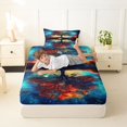 thumbnail image 4 of Homewish Tree Of Life Botanical Art Twin Sheets,Watercolor Gradient Bedding,3-Piece,1 Flat Sheet,1 Fitted Sheet and 1 Pillowcase, 4 of 6