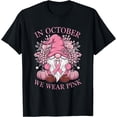 thumbnail image 1 of In October We Wear Pink Ribbon Gnome Fall Halloween T-Shirt - White - 3XL, 1 of 4