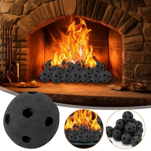 Sokhug Hollow Ceramic Fire Balls, 1PCS Round Fire Stones Set for Indoor and Outdoor Fire Pits or Fireplaces Accessory, 3 Inch, Black