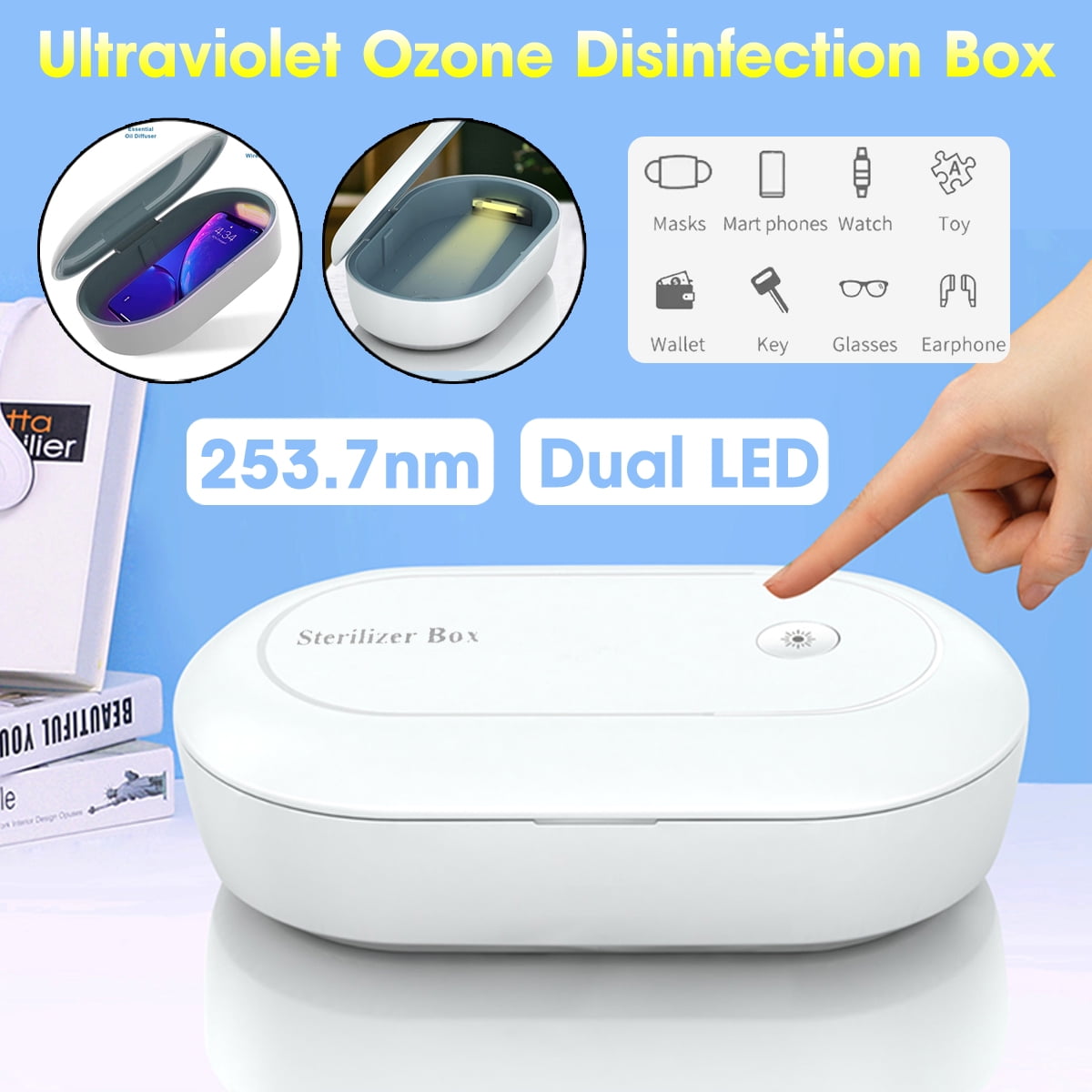 UV Cell Phone Sanitizer Mask Sterilizer Clean Disinfection Box, UV