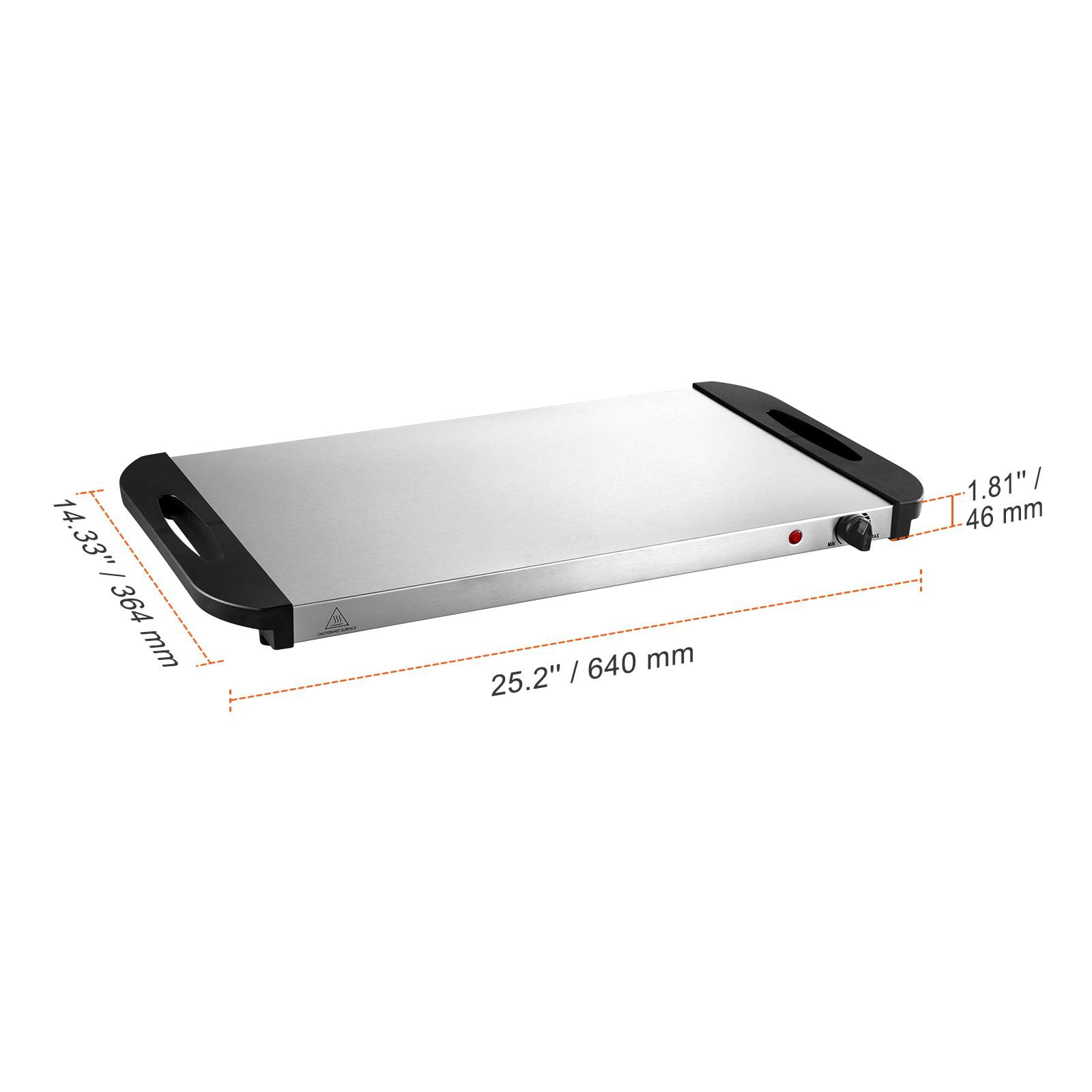 Electric Warming Tray 25.2" x 14.33", Stainless Steel Panel, Adjustable Temperature Knob, Heat-Resistant Handles, for Buffet Party Food Warming