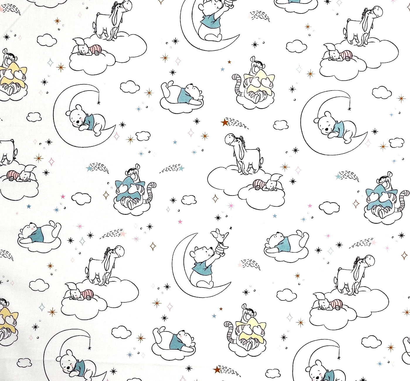 1 Yard - Winnie the Pooh Piglet Tigger & Eeyore Baby Nursery on White Cotton Fabric (Great for Quilting, Sewing, Craft Projects, Throw Pillows & More) 1 Yard X 44" Wide