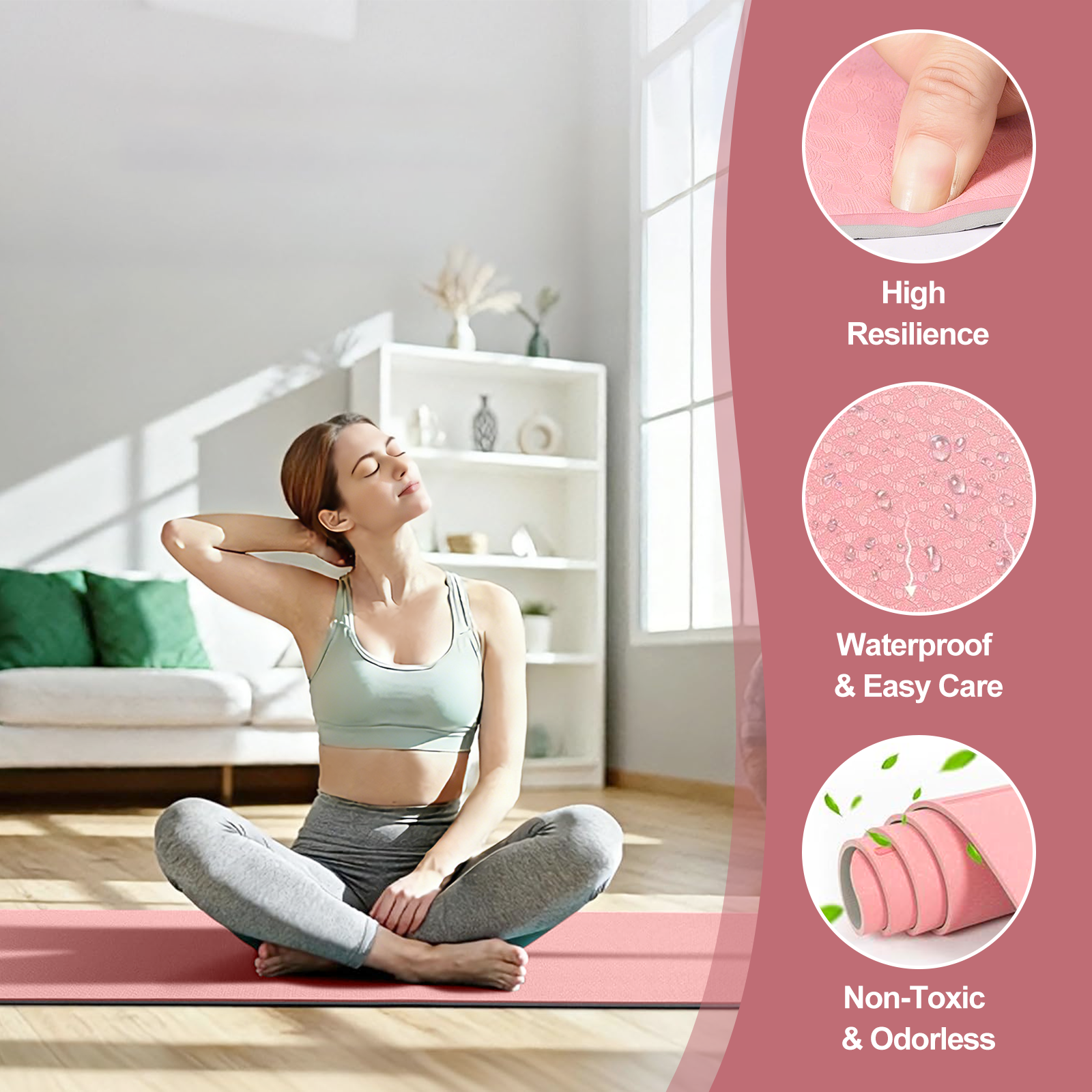 Cshidworld Yoga Mat 6mm TPE 72x24 with Strap photo 2