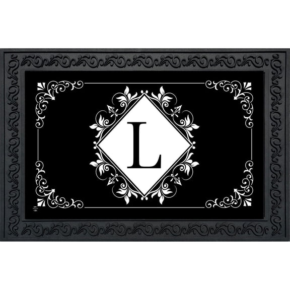 Briarwood Lane Everyday Doormat 30x18 Indoor Outdoor Black and White Monogram L Doormat