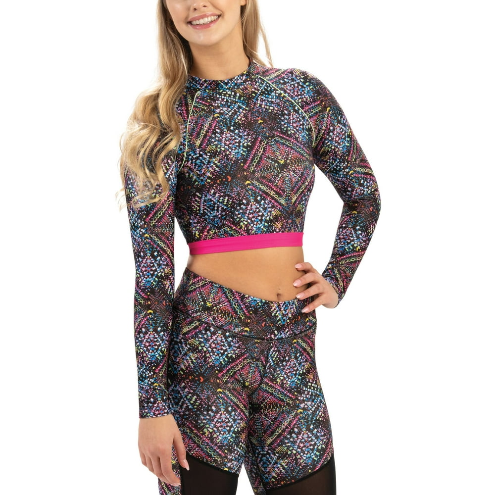 Download Dolfin Women's Revibe Print Cropped Mock Neck Long Sleeve ...