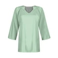 DENGDENG Ladies Three Quarter Sleeve Tops Casual Trendy Solid Color