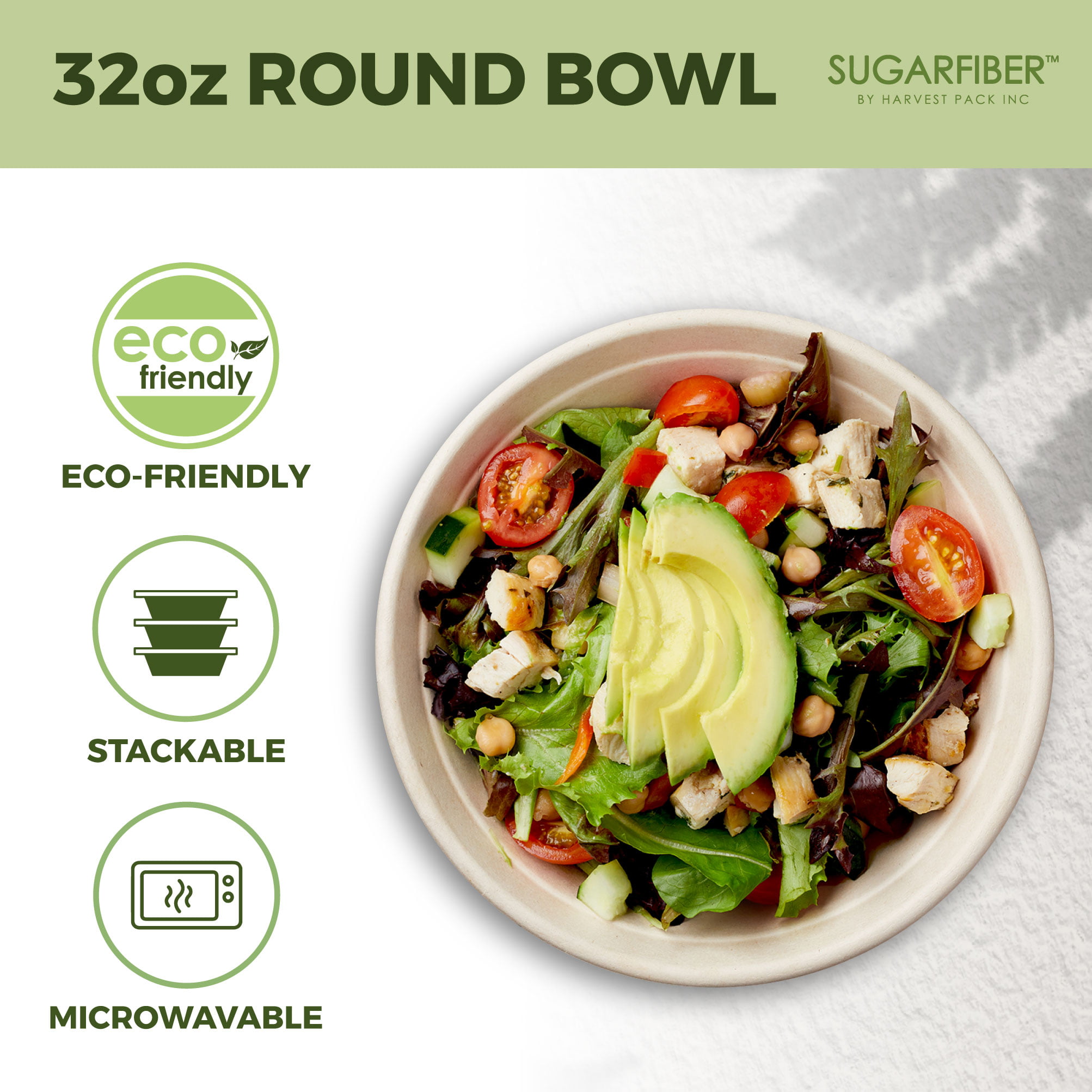 500 Count - EcoQuality 32oz Round Disposable Bowls with Dome Lids Natural  Sugarcane Bagasse Bamboo Fibers Sturdy Compostable Eco Friendly