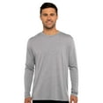 thumbnail image 2 of Next Level Men's Triblend Long Sleeve T-Shirt, 50/25/25 Polyester/Ring-spun cotton/Rayon Crewneck Tee Shirts (Premium Heather+Tahiti Blue 2 Pack, XS), 2 of 8