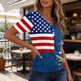 thumbnail image 6 of Women’s Short Sleeve V Neck Top with Butterfly and Star Print Casual Loose Fit T Shirt for Everyday Wear Lightweight Pullover Blouse Blue L, 6 of 7