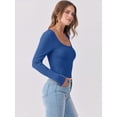 thumbnail image 6 of ANRABESS Long Sleeve Shirts for Women Ribbed Knit Slim Fitted Casual Tops Scoop Neck Basic Tee Spring Fall Fashion Clothes Blue Large, 6 of 9