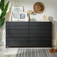thumbnail image 5 of Pemberly Row Modern Grooved Panel 6-Drawer Wood Bedroom Dresser in Black, 5 of 13