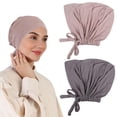 thumbnail image 4 of Minnieouse 2 unids/set fácil de usar Hijab musulmán interior moda y práctico Hijab Cap turbante bufanda ajustable Sombreros Caqui claro + gris oscuro, 4 of 6