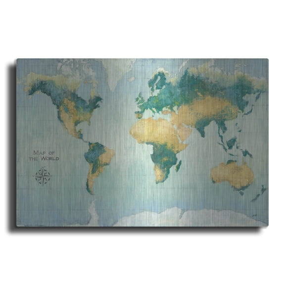 Luxe Metal Art 'Golden Earth'  by Julia Purinton Metal Wall Art, 24" x 16"