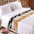 thumbnail image 3 of Abstract Art Bed Runner for King Size Bed, Blue Black Orange Line Simple Gray Background Soft Bedding Scarf Bedding Protector Slipcover Sofa Throw for Bedroom Hotel Guesthouse, 3 of 8