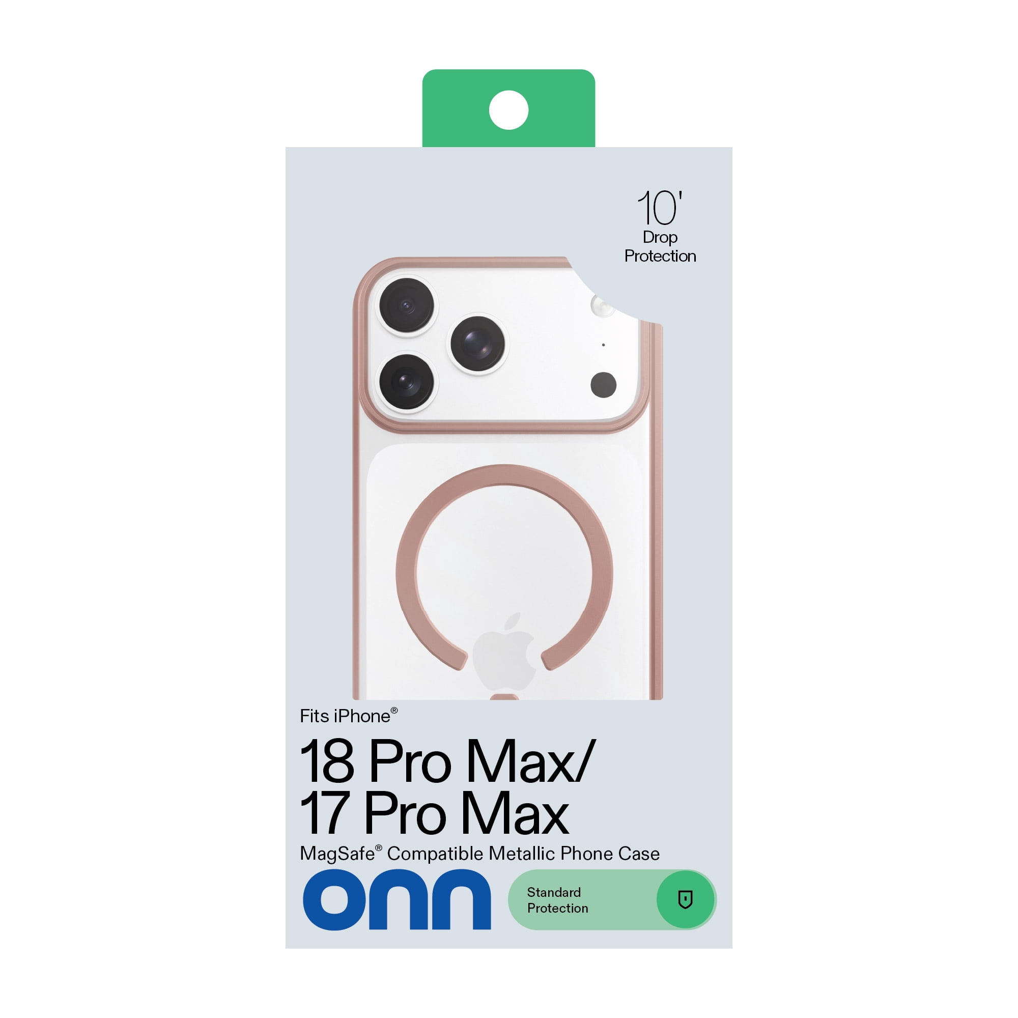 onn Phone Case for iPhone 18 Pro Max / 17 Pro Max, MagSafe Compatible - Clear/Metallic Rose Gold