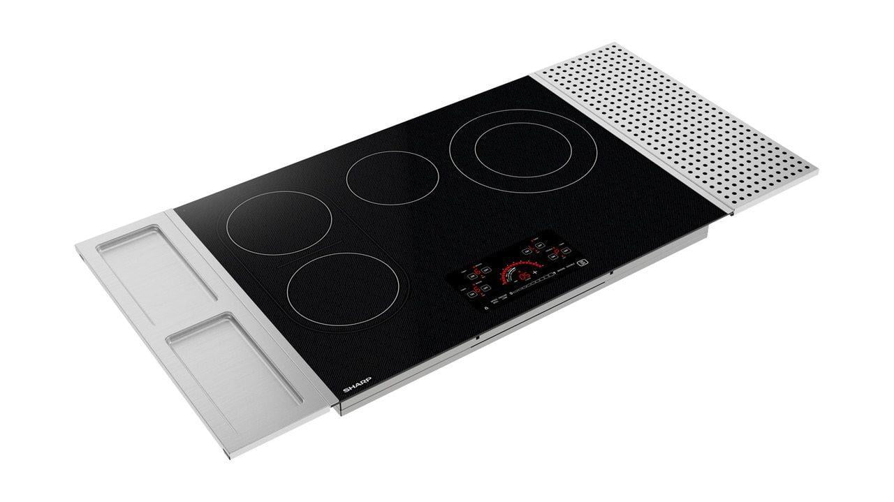 SCR3042FB 30 Electric Radiant Cooktop with 4 Elements; Bridge Heater; Glass Touch Controls and Power Slide Set with Power Arc Display