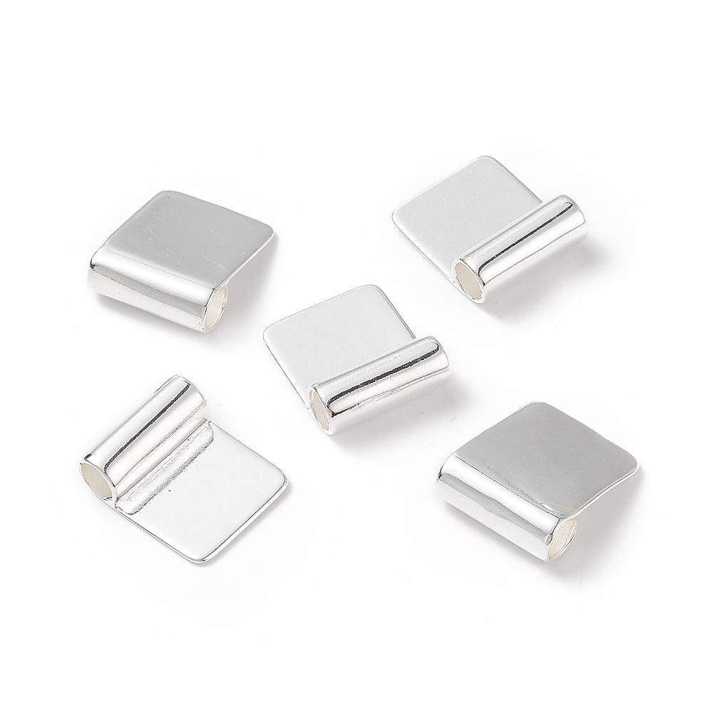 100pcs Brass Glue-on Flat Pad Bails Silver color 18x15.5mm Hole: 4.5mm