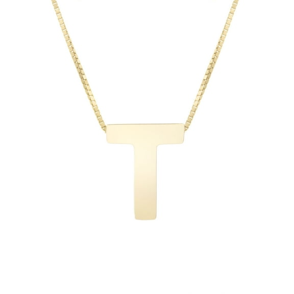 14k Yellow Gold Initial Letter T Pendant Necklace, 18"
