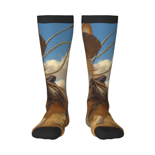 Xecao Farm Corgi German Shepherd Pattern Adult Stockings with Color-Block Design and 3D Print, Breathable Comfortable Hosiery for Daily Wear and Sports