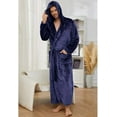 thumbnail image 4 of U2SKIIN Mens Robe with Hood,Full Length Plush Robe for Men Fleece Bathrobe（Navy, XX-Large-3X-Large）, 4 of 7