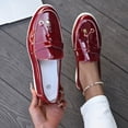 thumbnail image 2 of SuTry Women's Patent Loafer Shoes Slip On Round Toe Tassel Metal Decor Comfortable Casual Walking Flats(43), 2 of 8